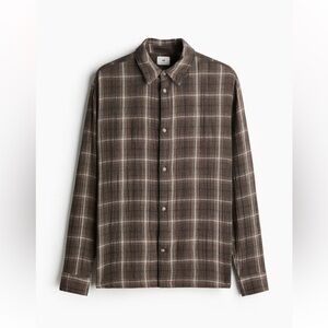 H&M Men's Casual Brown Checkered Shirt
